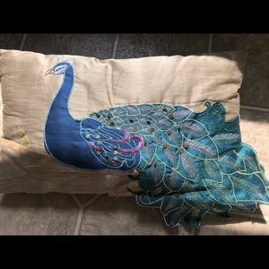 25 for 2 beautiful embroidered peacock pillows